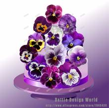 Decoración de tartas de flores para bodas, suministros de decoración de tartas, Baby Shower y cumpleaños, papel de arroz oblea, color morado, 24 Uds. 2024 - compra barato