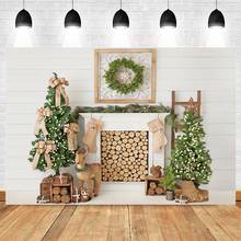 Christmas Tree Firplace Reindeer Wood Backdrop Photography Baby Scene Photographic Background Photo Studio Photophone Decor 2024 - buy cheap