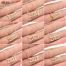 SMJEL Personalize Year Number Necklaces for Women Custom Year 1980 1989 2000 Birthday Gift from 1980 to 2019 2024 - купить недорого