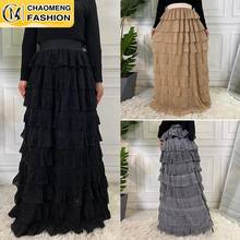 Falda larga de capas Cakee de retazos multicolor para mujer, vestido elegante modesto de Turquía, a la moda, Abayas para mujer 2024 - compra barato