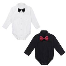 Newborn Baby Boys Tuxedo Outfit Gentleman Style Long Sleeves Shirt Romper with Bow Tie Set Infant Clothing Toddler Baby Clothes 2024 - buy cheap