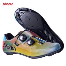Boodun-sapatos de ciclismo, sapatos de bicicleta de estrada, mtb, calçados com trava, microfibra colorida, respirável, sola de nylon, sapatos para bicicleta 2024 - compre barato