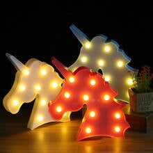 Luces de unicornio con letras de dibujos animados, luz nocturna decorativa para dormitorio, regalo de Navidad para niña y niño, con pilas 2024 - compra barato