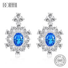 DOTEFFIL New High Quality Big Sapphire Brilliant Drop Earring for Women 2 Colors Oval Topaz Wedding Earrings Silver 925 Jewelry 2024 - buy cheap