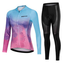 Conjunto de ropa de ciclismo para mujer, Jersey de manga larga y pantalones con pechera, ropa deportiva para bicicleta de montaña, 2019 2024 - compra barato