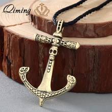 QIMING Slavic Skeleton Anchor Necklace For Men Cletic Vintage Statement Jewelry Skull Totem Thomas Sea Corsair Pirate Necklaces 2024 - buy cheap