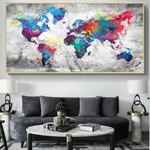 Abstract Cartoon Color Map World HD Canvas Painting Modern Posters and Prints Wall Art Picture for Living Room Home Decoration 2024 - buy cheap