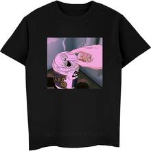 Sad Anime Vaporwave T-Shirt Aesthetic Japan Otaku T-Shirt Male Casual T Shirts 100% Cotton Short Sleeve Tees 2024 - buy cheap