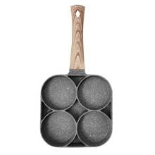 4 Hole Omelet Pan for burger Eggs Ham Pancake Maker Wooden Handle Frying Pot Non-stick Breakfast 2024 - buy cheap