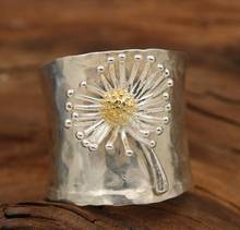 Exquisite Women's Two Color Ring Gold Plated Sunflower Jewelry Gift Cocktail Ring Bride Wedding Ring Birthday Gift Size 6-10 2024 - buy cheap