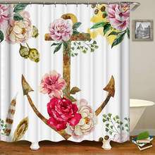 Cortinas de chuveiro padrão flores, cortina de banho com estampa 3d, tecido de poliéster, europeu, retrô com ganchos, decoração para casa de banho 2024 - compre barato