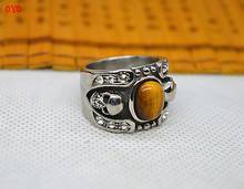 925 sterling silver tiger eye stone skull ring men domineering ring 2024 - buy cheap