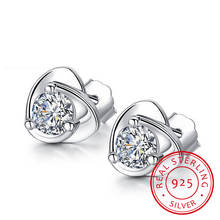 Pendientes clásicos de Plata de Ley 925 para mujer, aretes con forma de corazón de cristal de circonia brillante, S-E360 oorbellen 2024 - compra barato