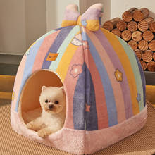 Warm Cat Cave Bed Small Dog Teddy Chihuahua Closed Tent  Puppy Kennel House Soft Litter Mongolian Yurts Pet Nest Sofa for Cat 2024 - buy cheap
