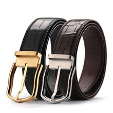 Cinturones de piel auténtica para hombre, correa de marca de lujo con hebilla, Vintage, para Vaqueros 2024 - compra barato