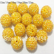 12mm/14mm/16mm/18mm/20mm/22mm/24mm Middle Yellow AB (#54) Resin Rhinestone Beads For Fashion Chunky Kids/Necklace/DIY/Hand Made 2024 - buy cheap