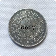1848,1851 cantos suíços de suíça geneva 10 livre cópia de moedas 2024 - compre barato