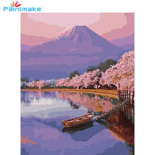 Paintmake Landscape DIY Paint By Numbers  Mount Fuji Oil Painting On Canvas Cherry blossoms Home Decor Art Picture Kids 2024 - buy cheap