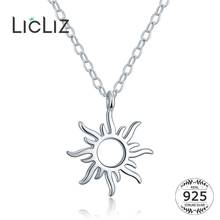 LicLiz-collar con colgante de sol para mujer, de Plata de Ley 925, cadenas de eslabones largos, joyería de fuego ardiente, bisutería LN0469 2024 - compra barato