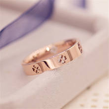 Yun ruo anel de titânio 316l, joias de aço de titânio lucky quatro folhas de trevo anel de aniversário anel de capinação anel de ouro rosado presente para mulheres nunca desbota 2024 - compre barato