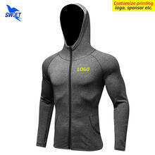 Customize LOGO Hooded Running Jackets Men Breathable Quick Dry Gym Fitness Hoodies Sportswear Hoody Coat Zipper Yoga Sweatshirts 2024 - buy cheap