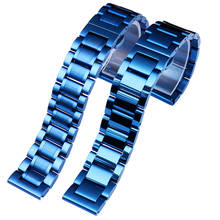Синие наручные часы из нержавеющей стали 18, 19, 20, 21, 22 мм, ремешок для часов, металлический браслет, ремешок для всех брендов, Ремешки для наручных часов 2024 - купить недорого