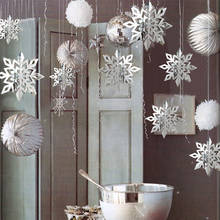Copo de nieve hueco de cartón 3D, adornos colgantes de Año Nuevo para adornos navideños para el hogar, decoración de fiesta, 6 uds. 2024 - compra barato