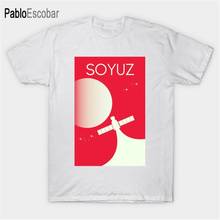 Camiseta camiseta verão soyuz, camiseta artística russa do espaço, poster da ciência, arte russa, em vermelho vívido. Man shubuzhi 2024 - compre barato