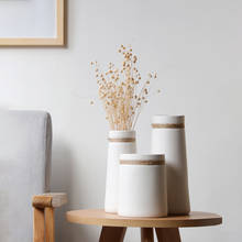 Современная Минималистичная ваза для цветов, белая керамическая матовая ваза с пеньковой веревкой для сушеных цветов, центральный предмет, украшение для домашнего стола 2024 - купить недорого
