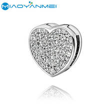 Fit Original Pandora Bracelets 2020 New Valentine's Series 100% 925 Silver Beads Pave Heart Clip Charm Women DIY Fashion Jewelry 2024 - buy cheap