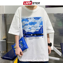 Футболка LAPPSTER мужская оверсайз с графическим принтом, уличная одежда в Корейском стиле, повседневная хлопковая рубашка в стиле Харадзюку, лето 2021 2024 - купить недорого