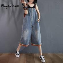 Women Summer Denim Overalls Big Hem Jeans Jumpsuits Plus Size Jeans Loose Causal Jeans Ankle Length Summer Outwears 2024 - buy cheap