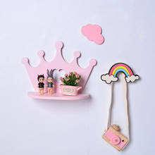 Скандинавские деревянные стеллажи для хранения DIY прекрасные Фламинго аксессуары для детской комнаты Настенные подвесные украшения в форме сердца Полка Органайзер 2024 - купить недорого