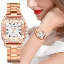 Meibo relógio de luxo feminino, mostrador de aço inoxidável em ouro rosa, relógio de pulso para mulheres 2024 - compre barato