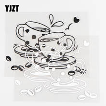 YJZT 12.7×9.8CM Love Coffee Exquisite Car Stickers Art Decoration Vinyl Decals Black / Silver 10A-0727 2024 - buy cheap