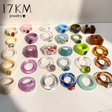 Moda colorido transparente resina acrílico anel para mulheres coreano criativo geométrico quadrado redondo irregular anéis jóias 2024 - compre barato