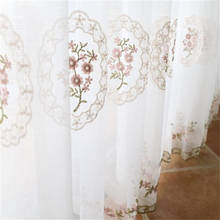Европейские Белые тюлевые шторы с цветочной вышивкой для спальни, прозрачные Занавески для гостиной, спальни, готовое окно 2024 - купить недорого
