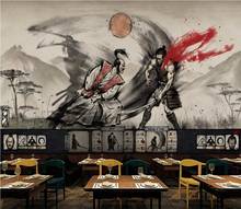 Papel de parede mural personalizado 3d grande guerreiro chinês ukiyo-e mural de fundo com ferramentas para restaurante 2024 - compre barato