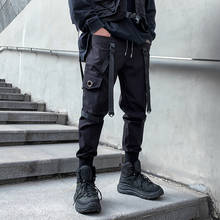2021 hip hop calças de carga bolsos dos homens streetwear harajuku joggers calças hiphop ribbions harem calças masculinas moda casual 2024 - compre barato