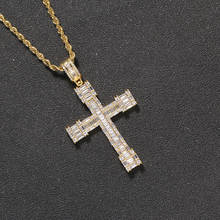 Hip Hop Square CZ Zircon Stone Bling Iced Out Cross Pendants Necklace for Men Rapper Jewelry Drop Shipping 2024 - buy cheap