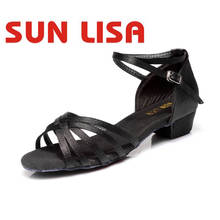 SUN LISA Wholesale Children's Girl's Latin Dance Shoes Kids Women's Professional Dancing Shoes low heel 3.5cm 2024 - buy cheap
