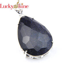 Luckyshine pingente em prata 925, pingente em formato de gota d' água azul prateado para mulheres colares 1.58" 2024 - compre barato