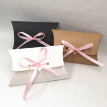 30Pcs/lot 12.5x8x2.5cm White Kraft Pillow Shape Packaging Paper Box with Ribbon,Wedding Favor Creative Wrapping Supplies 2023 - купить недорого