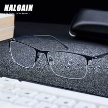 NALOAIN Optical Eye Glasses Frame Ultralight Half Square Myopia Prescription Eyeglasses Alloy Frame Clear Lens For Men Women 2024 - buy cheap