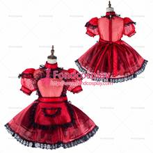 Fondcosplay para adultos sexy Cruz vestir sissy dama rojo corto vestido de organza de uniforme con cerradura cosplay traje hecho a medida [G2177] 2024 - compra barato