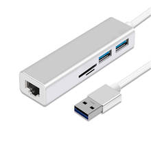 5in1 USB to Ethernet Adapter  Card Reader USB 3.0 Hub Ethernet RJ45 Lan Wired Network Card 2024 - buy cheap