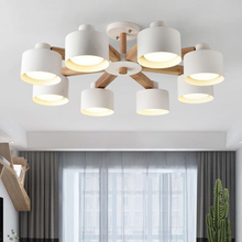 Candelabro LED moderno para sala de estar dormitorio suspensorio accesorios de iluminación de madera lámparas de hierro candelabros nórdicos 2024 - compra barato