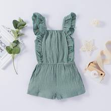 0-24M New Fashion Newborn Baby Girls Solid Ruffles Romper Infant Baby Girls Sleeveless Playsuit Jumpsuits Summer 2024 - buy cheap