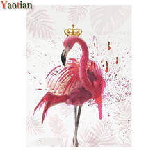 Mosaico king de flamingos com bordado de diamantes, mosaico totalmente quadrado, pintura faça você mesmo com imagem 5d de pinturas em strass 2024 - compre barato
