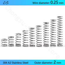 0,25 мм Пружина сжатия 304 A2 пружины из нержавеющей стали проволока диаметром 0,25 мм внешний диаметр 2 мм длина 5 10 15 20 25 30 35 40 45 50 мм 2024 - купить недорого